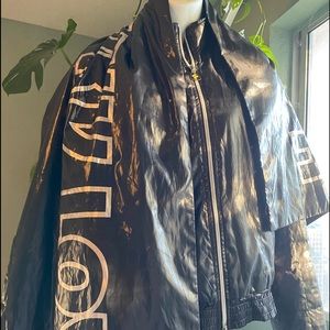 Harajuku Black Bomber Jacket with Scarf Cape